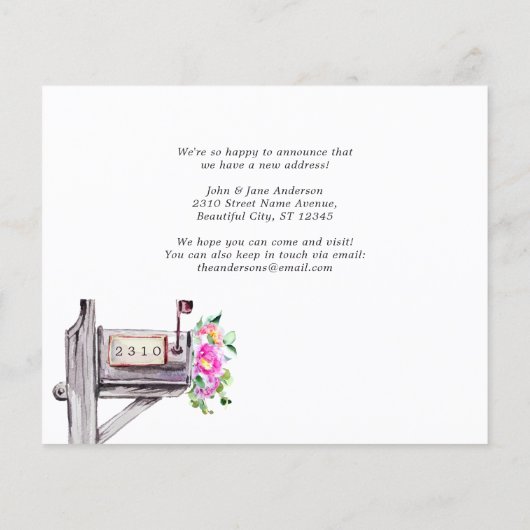 Budget Mailbox Floral New Home Moving Announge (Achterkant)