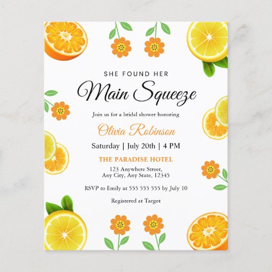 Budget Main Squeeze Citrus Vrijgezellenfeest Uitno Flyer (Voorkant)