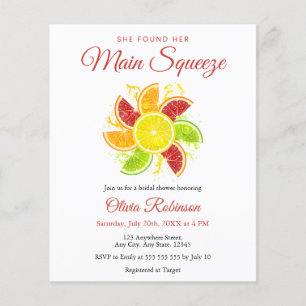 Budget Main Squeeze Lemon Bridal Shower Flyer