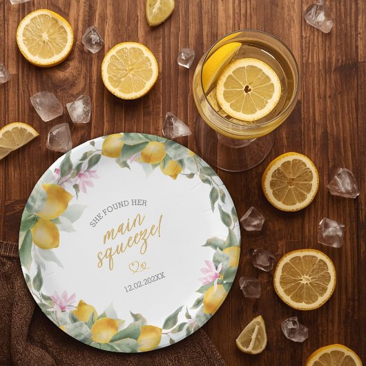 Budget Main Squeeze Lemon Wreath Bridal Shower Papieren Bordje