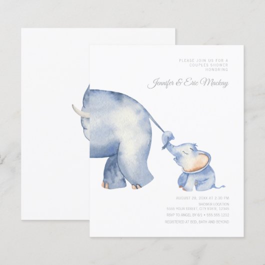 Budget Mama en Baby Elephant Baby shower (Voorkant / Achterkant)