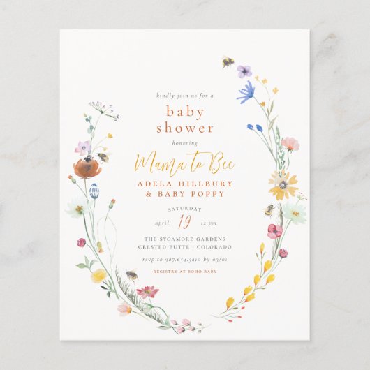 Budget mama om Baby shower van wilde bloem te word (Voorkant)