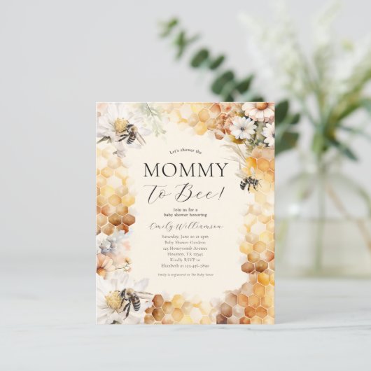 Budget mama om bloemige Baby shower uitnodiging te (Staand voorkant)