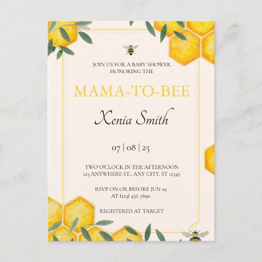 Budget Mama-to-bee baby shower-uitnodiging Aankondigingskaart (Voorkant)