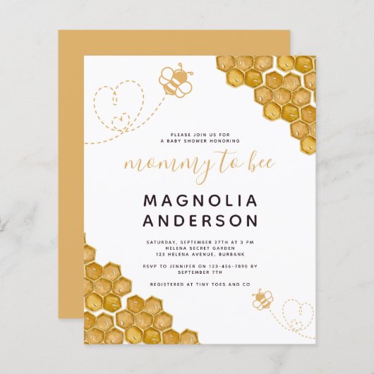 Budget mammie om Baby shower uit te nodigen (Voorkant / Achterkant)