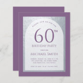 Budget Man Birthday Dusty Paarse Silver Invitation (Voorkant / Achterkant)