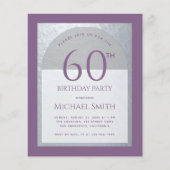 Budget Man Birthday Dusty Paarse Silver Invitation (Voorkant)