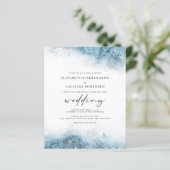 Budget Marble Blue Silver Wedding Uitnodiging (Staand voorkant)