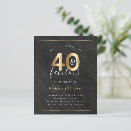 Budget Marble Gold Surprise 40th Birthday Party (Staand voorkant)