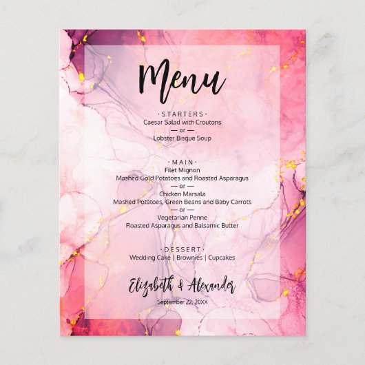 Budget Marble Wedding Menu Flyer (Voorkant)