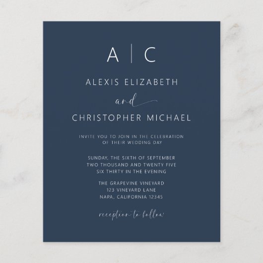 Budget Marine Blauw Alles In Een Trouwen QR Code (Voorkant)