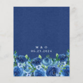 Budget Marine Blauw Bloemen Bruiloft Uitnodiging (Achterkant)