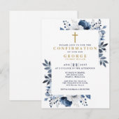 Budget Marine Blauw Botanische Moderne Bevestiging Briefkaart (Voorkant / Achterkant)