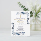 Budget Marine Blauw Botanische Moderne Bevestiging Briefkaart (Staand voorkant)