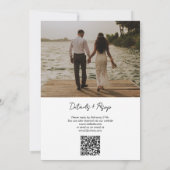 Budget Marine Blauw Foto QR Code RSVP Bruiloft Kaart (Achterkant)
