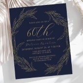 Budget Marine Blauw Goud 60e Verjaardag Uitnodigin