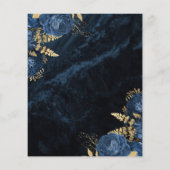 Budget Marine Blauw Goud Bloemen Huwelijksuitnodig (Achterkant)