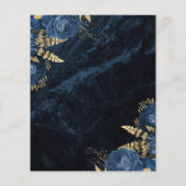 Budget Marine Blauw Goud Bloemen Trouwmenu (Achterkant)