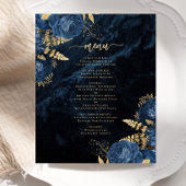 Budget Marine Blauw Goud Bloemen Trouwmenu