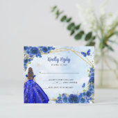 Budget Marine Blauw Goud Glitter Bloemen Prinses R (Staand voorkant)