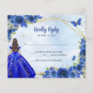 Budget Marine Blauw Goud Glitter Bloemen Prinses R