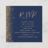 Budget Marine Blauw Goud Glitter Huwelijk QR Code  Informatiekaartje (Voorkant)