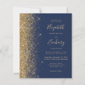Budget Marine Blauw Goud Glitter QR Code Huwelijk (Voorkant)