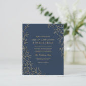 Budget Marine Blauw Goud Uitnodiging (Staand voorkant)
