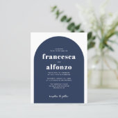 Budget Marine Blauw RSVP QR Code Retro Foto Bruilo (Staand voorkant)