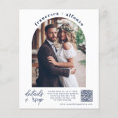 Budget Marine Blauw RSVP QR Code Retro Foto Bruilo (Achterkant)