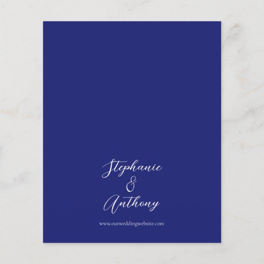 Budget Marine Blauw Wit Bloemen Bruiloft Uitnodigi (Achterkant)