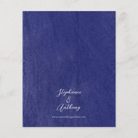 Budget Marine Blauw Wit Bloemen Bruiloft Uitnodigi (Achterkant)