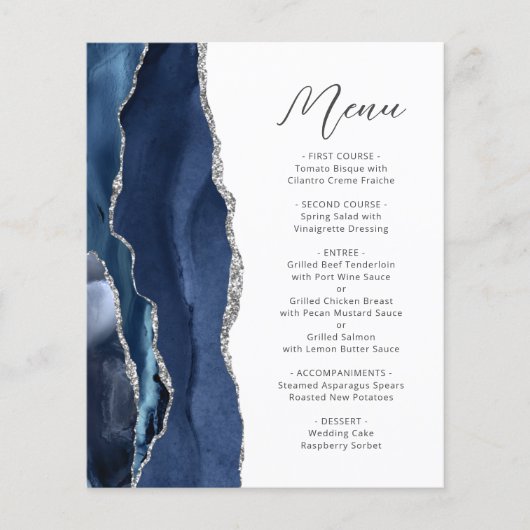 Budget Marine Blauw Zilveren Agaat Script Wedding  (Voorkant)