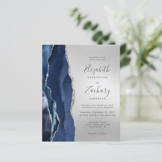 Budget Marine Blauwe Agaat Zilveren Huwelijk (Staand voorkant)