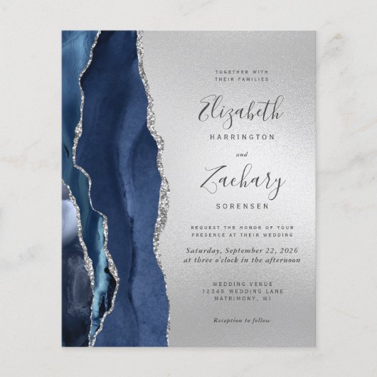 Budget Marine Blauwe Agaat Zilveren Huwelijk (Voorkant)