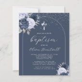 Budget Marine Blauwe Bloemboog Kruis Jongens Doop (Voorkant)