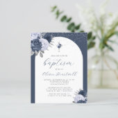 Budget Marine Blauwe Bloemboog Kruis Jongens Doop (Staand voorkant)