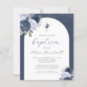 Budget Marine Blauwe Bloemboog Kruis Jongens Doop (Voorkant)