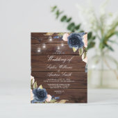 Budget Marine Blauwe Bloemen Rustieke Huwelijksuit (Staand voorkant)