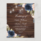 Budget Marine Blauwe Bloemen Rustieke Huwelijksuit (Voorkant)