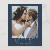 Budget Marine Blauwe bruiloft Dank u kaart (Voorkant)