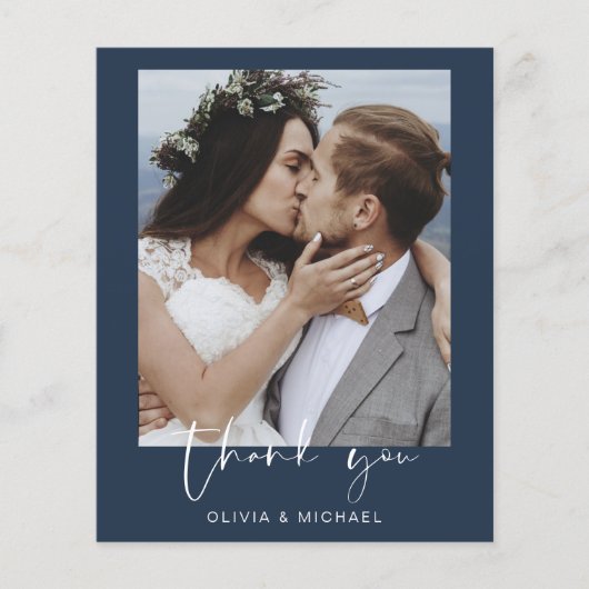 Budget Marine Blauwe bruiloft Dank u kaart (Voorkant)