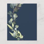 Budget Marine Blauwe Eucalyptus Huwelijksuitnodigi (Achterkant)