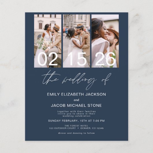 Budget Marine Blauwe Foto QR-code Uitnodiging voor (Voorkant)