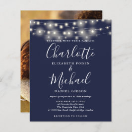 Budget Marine Blauwe Lichten Foto Bruiloft Uitnodi