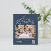 Budget Marine Blauwe QR Code Foto Uitnodiging van (Staand voorkant)