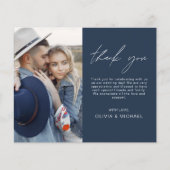 Budget Marine Blauwe Trouwfoto Dank u kaart (Voorkant)