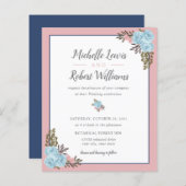 BUDGET  marine Blue Pink Floral bruiloft (Voorkant / Achterkant)