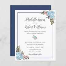 BUDGET  marine Blue Pink Floral bruiloft