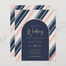 BUDGET marine Blush Pink Rose Gold Wedding INVITE